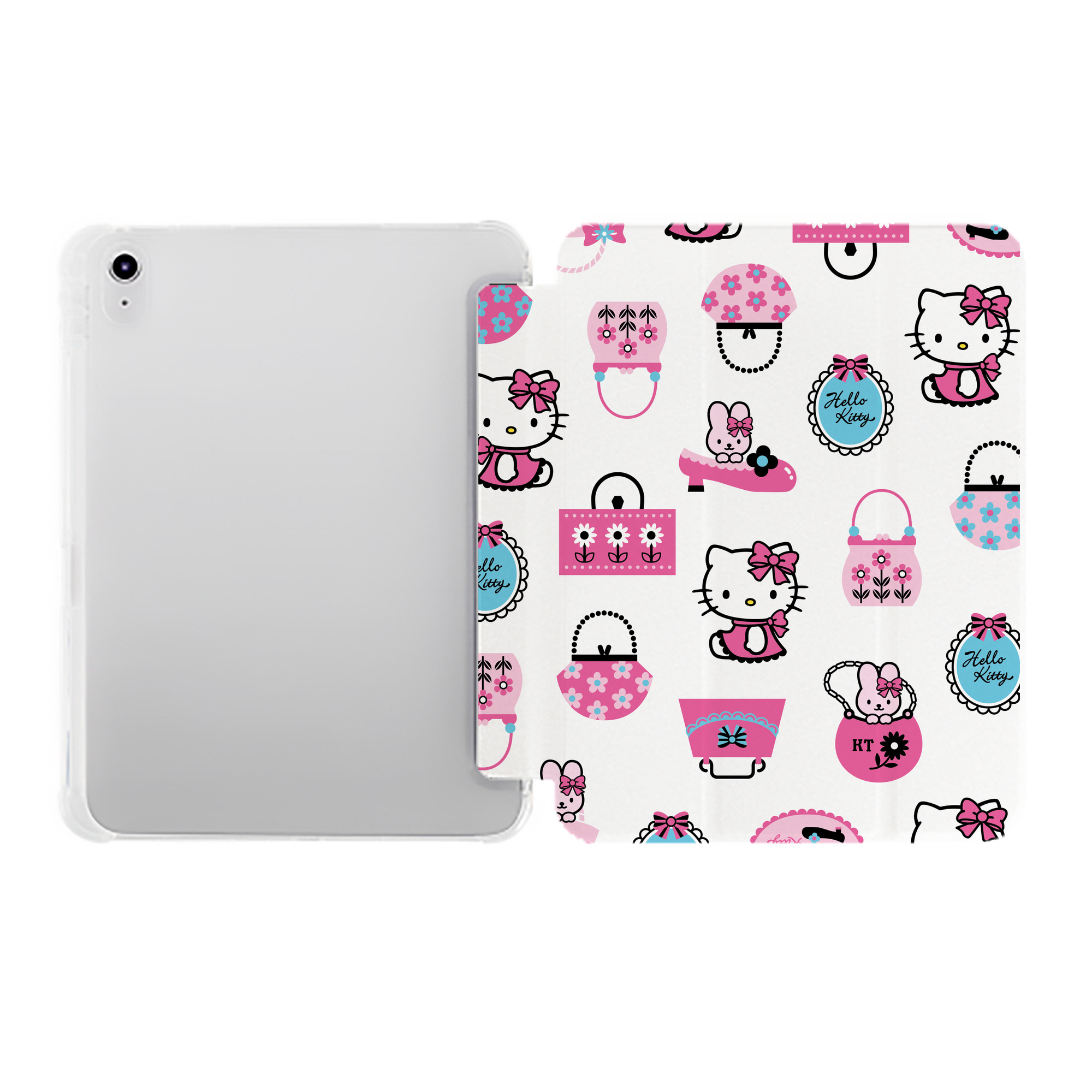 （画像用） Hello Kitty ハローキティ IPad ケース ペン収納付き 三つ折りスタンド PUレザー×シリコン 対応機種9.5/10.5/10.9インチ